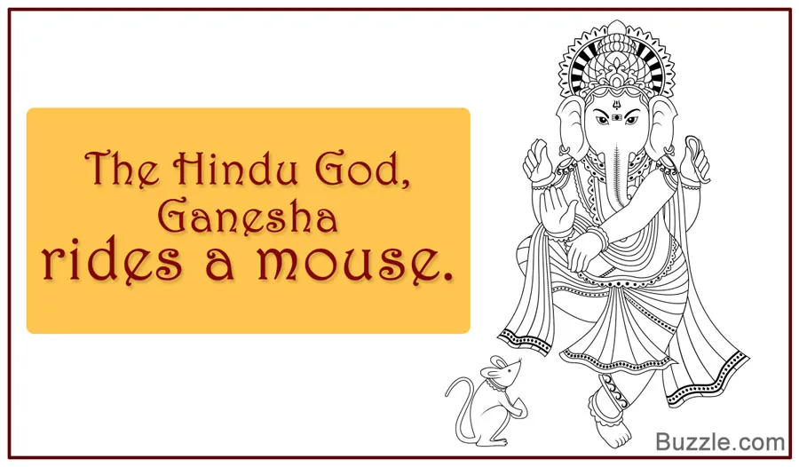 The Hindu God Ganesha, traditionally depicted riding a mouse as his vehicle