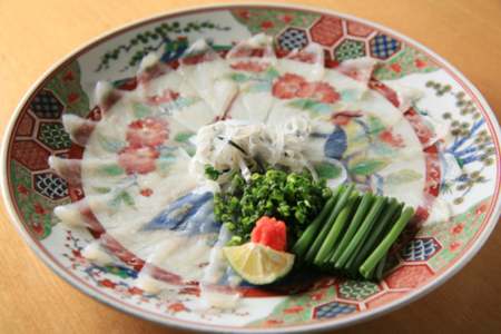 Fugu sashimi, blowfish prepared as a Japanese delicacy