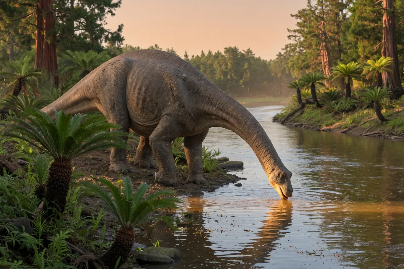 Apatosaurus ajax, one of the longest sauropods, with a heavy robust body