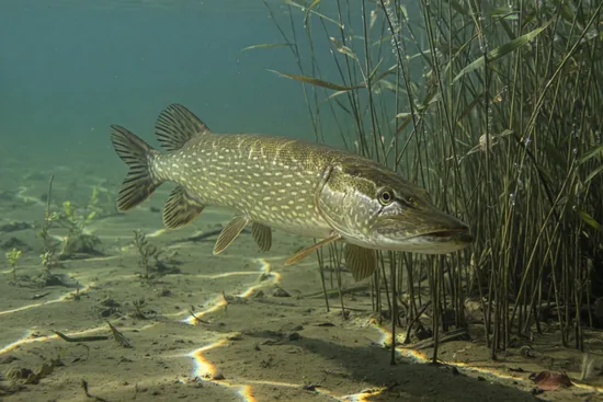 Northern pike underwater