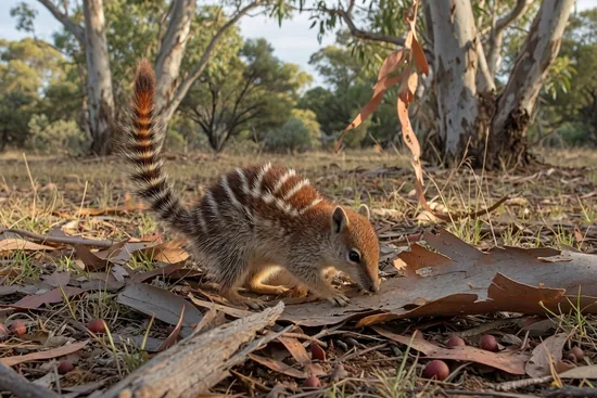 Numbat foraging in eucalyptus woodland