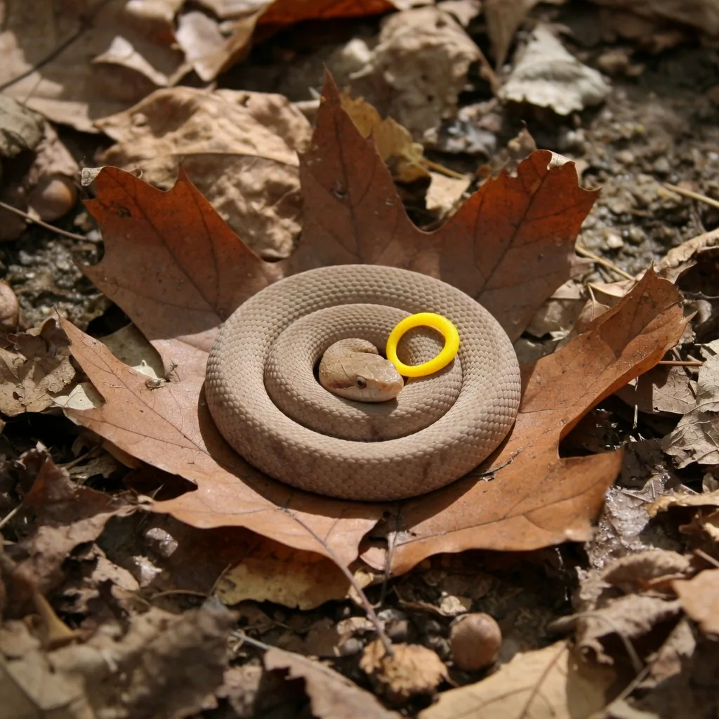 Baby copperhead snake with distinctive bright yellow tail tip