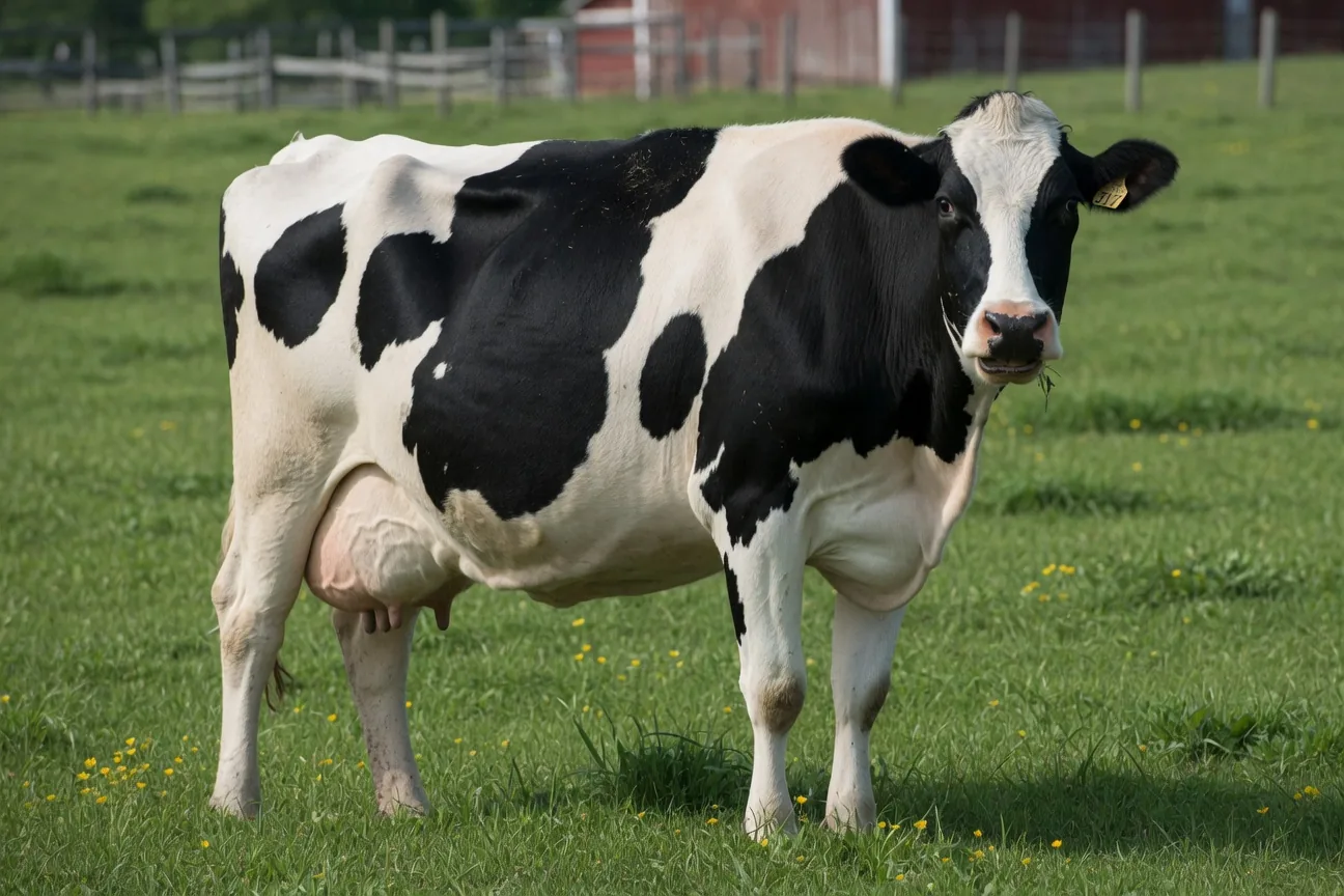 A black-and-white Holstein dairy cow, the world's highest milk-producing breed.