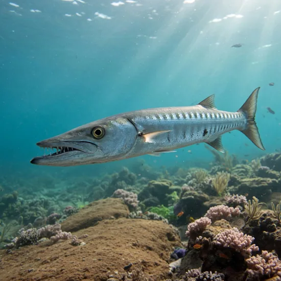 Mexican barracuda, a slender silver predatory fish in coastal Pacific water