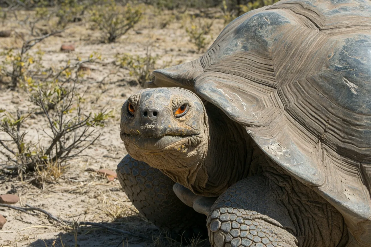 Giant tortoise close-up portrait