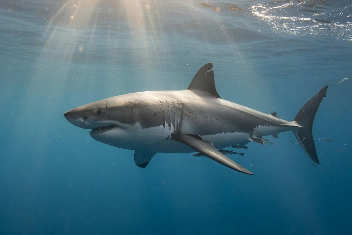 Great white shark hunting