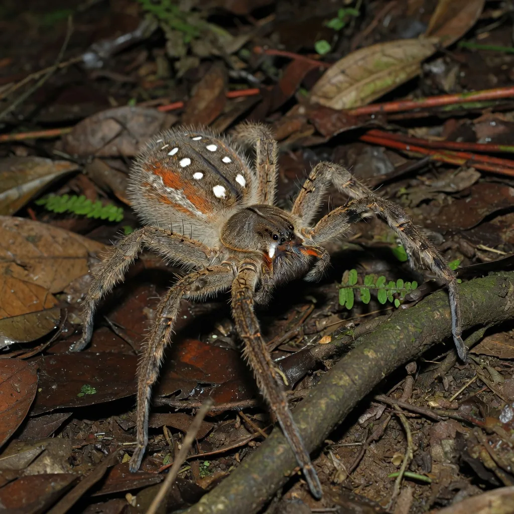 Brazilian Wandering Spider on the jungle floor