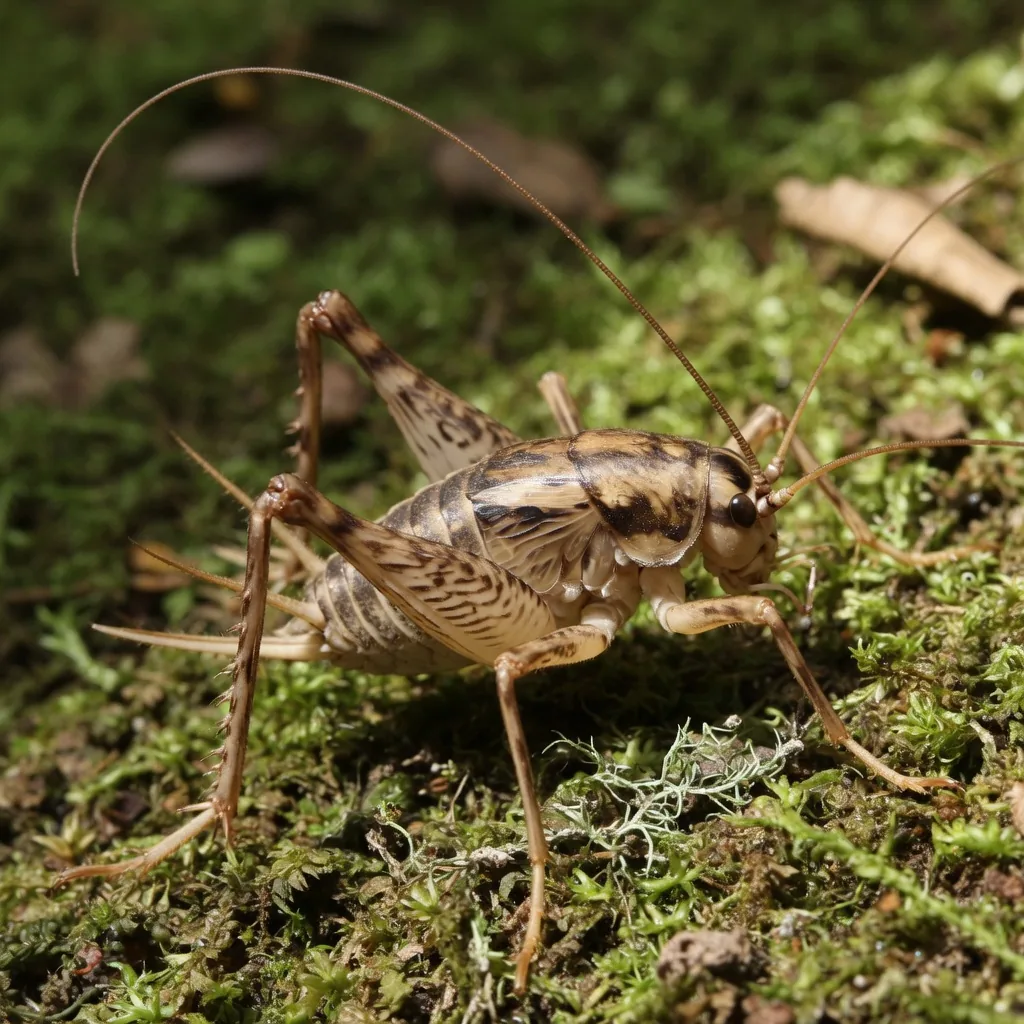 Camel cricket showing its humpbacked body, long antennae, and large hind legs