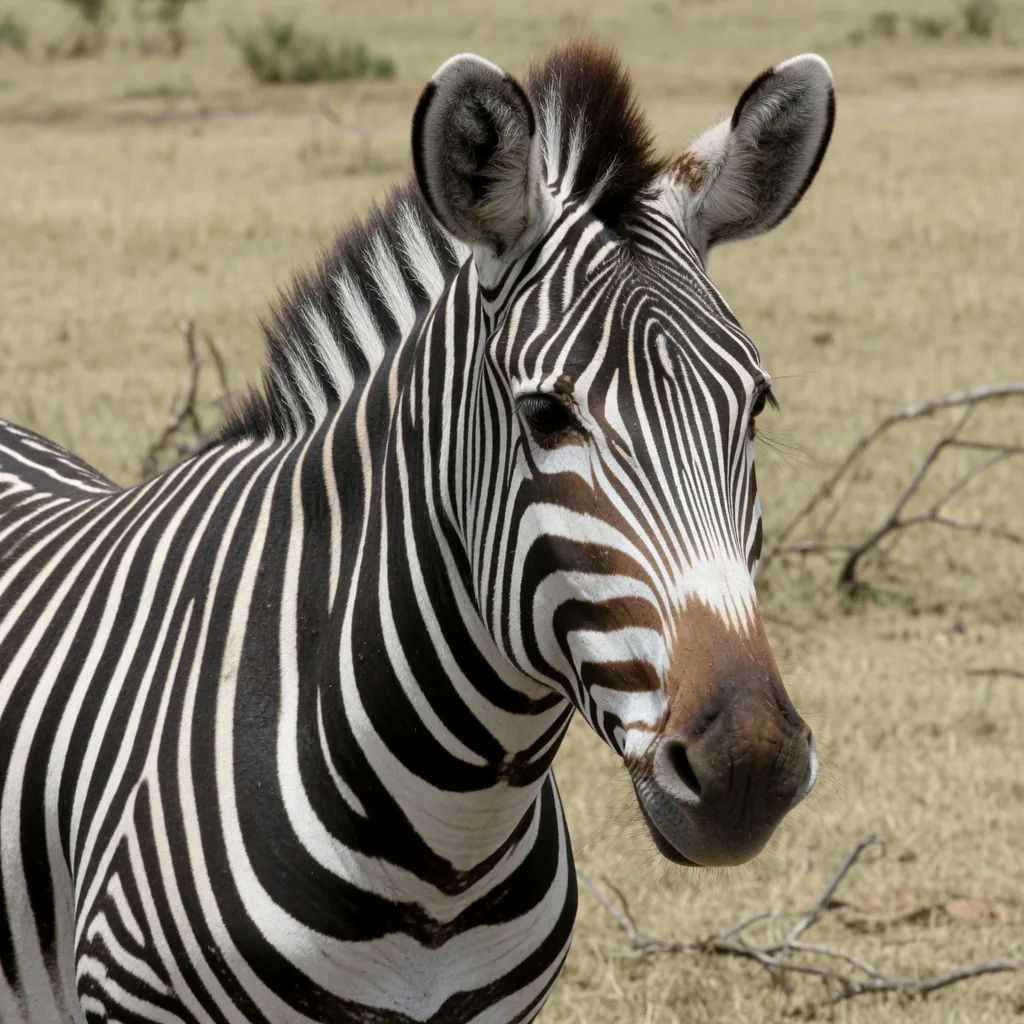Close-up portrait of a Grevy's zebra showing its distinctive narrow black and white stripes and large rounded ears