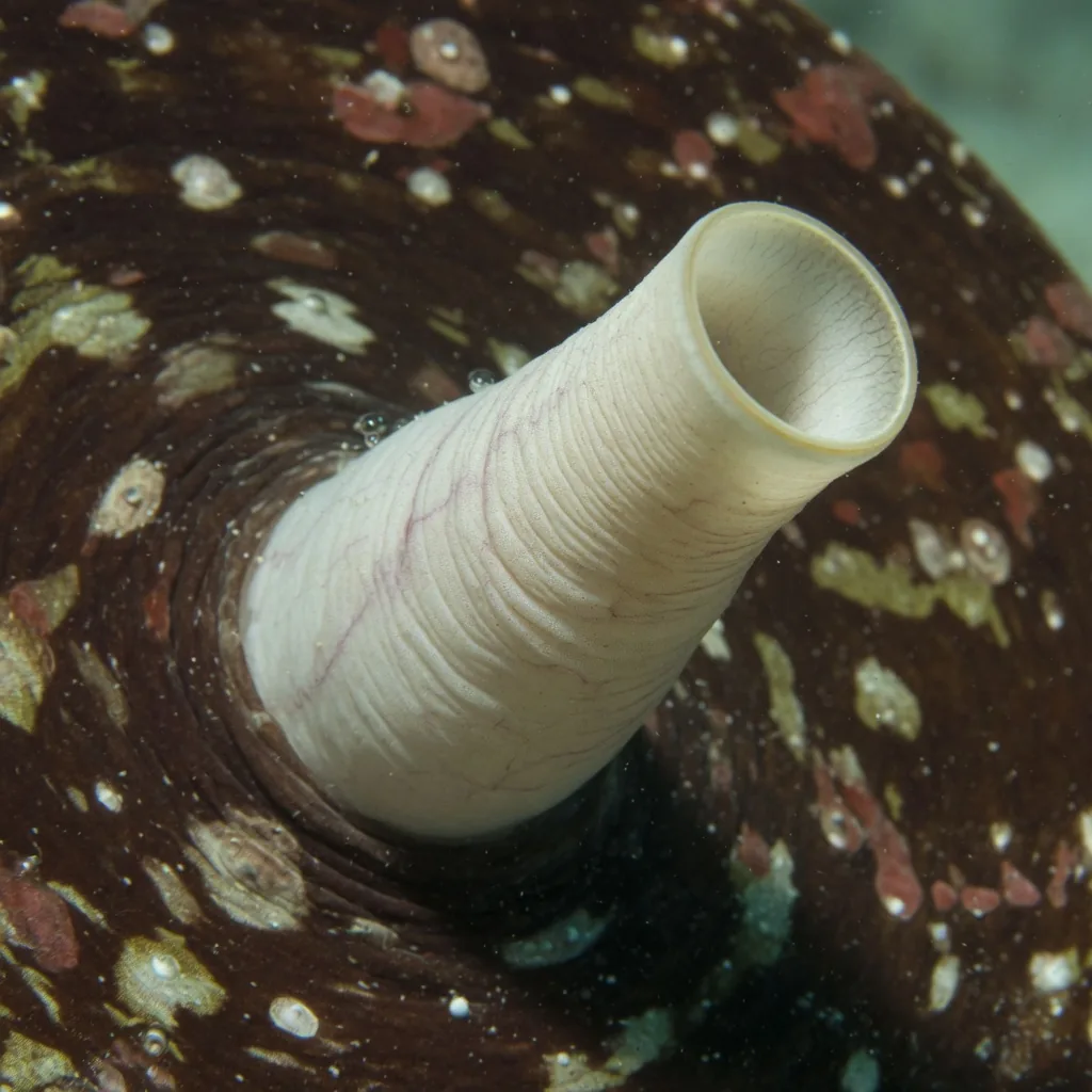 Close-up of an octopus siphon