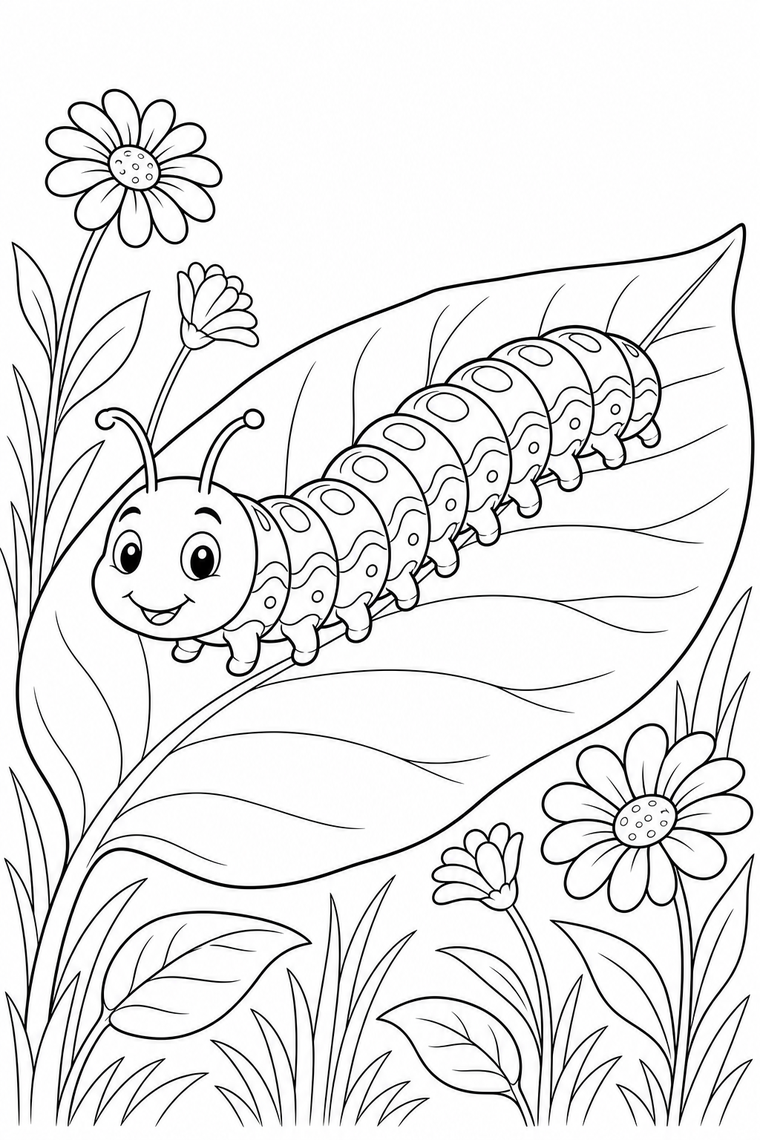 Caterpillar coloring page line art