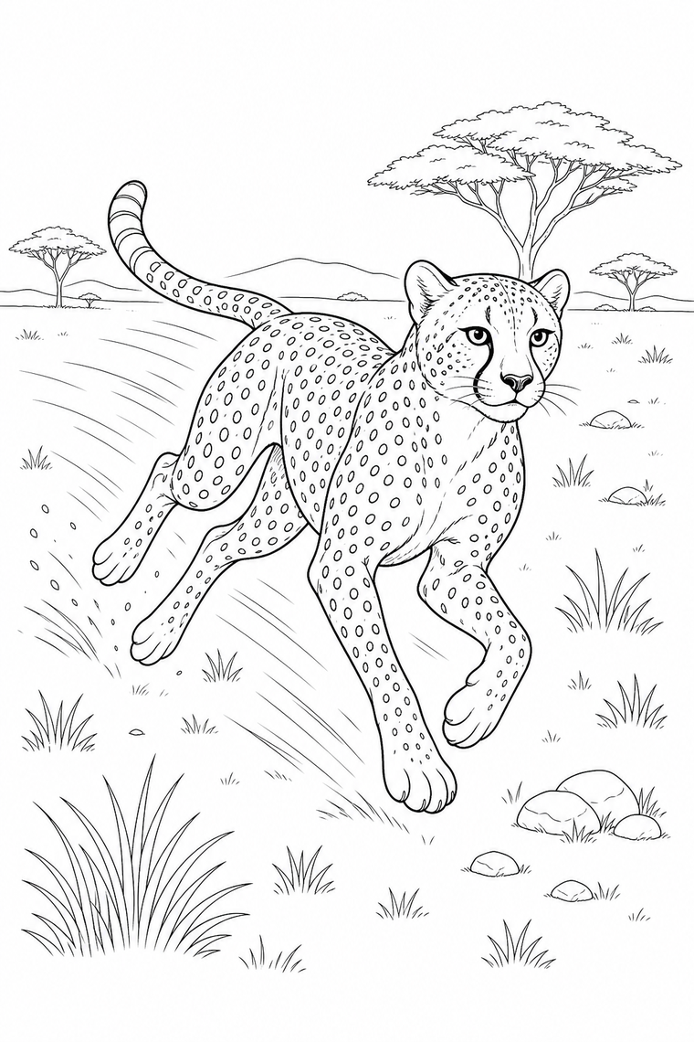 Cheetah coloring page line art
