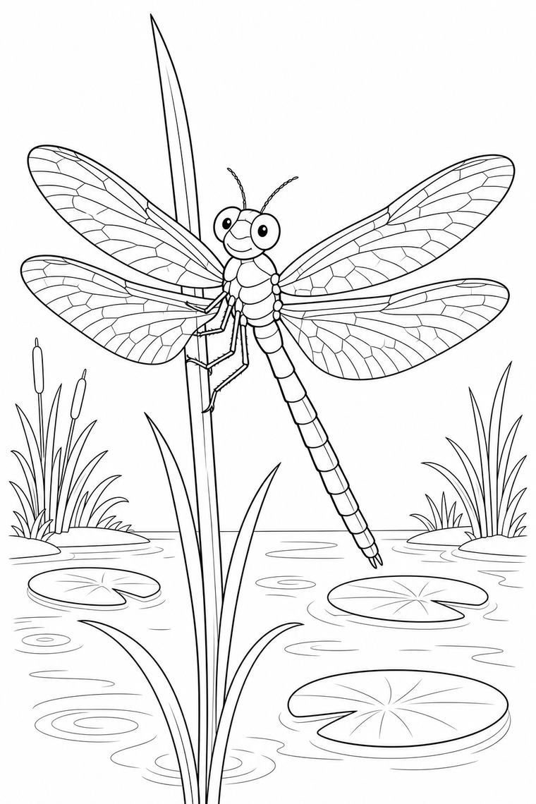 Dragonfly coloring page line art