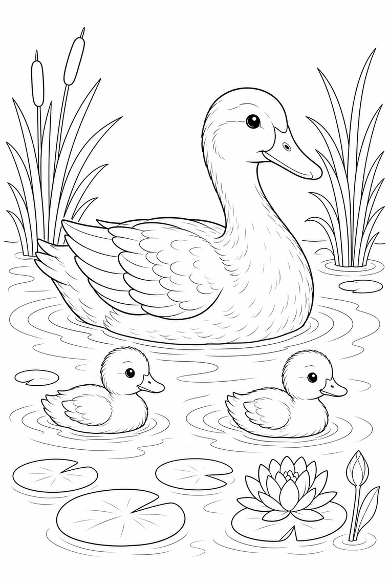 Duck coloring page line art