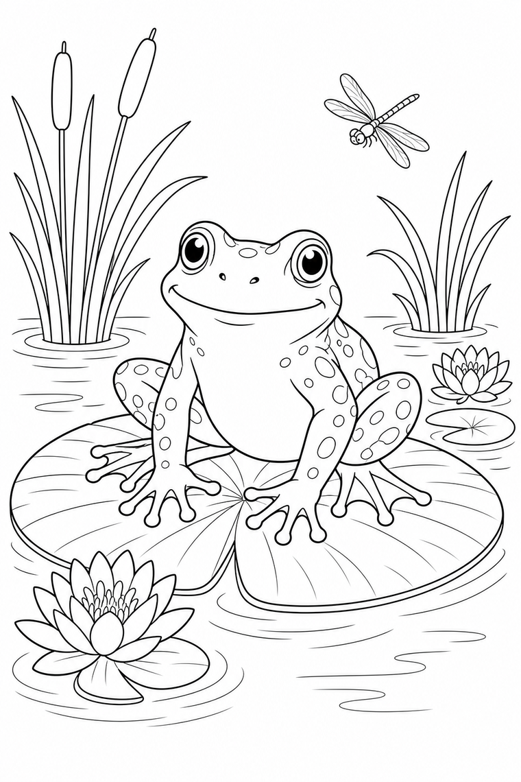 Frog coloring page line art