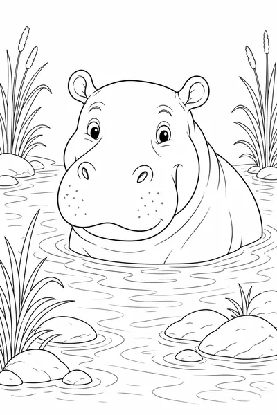 Hippo coloring page