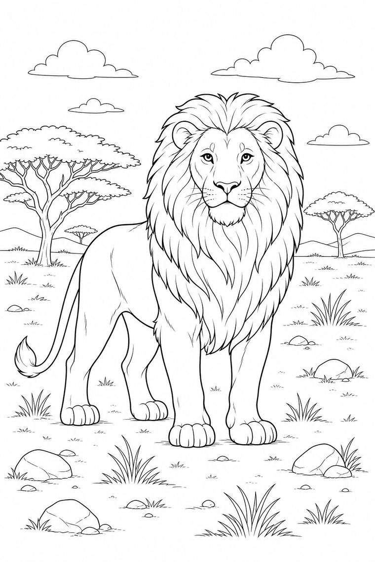 Lion coloring page line art
