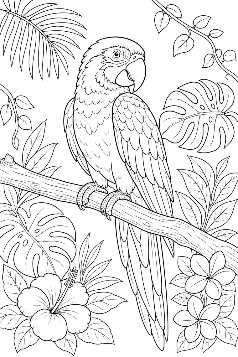 Parrot coloring page line art