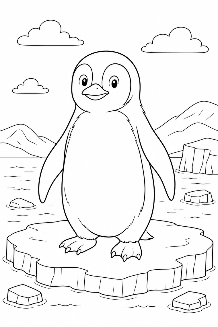 Penguin coloring page line art
