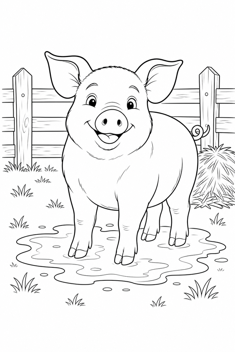 Pig coloring page line art
