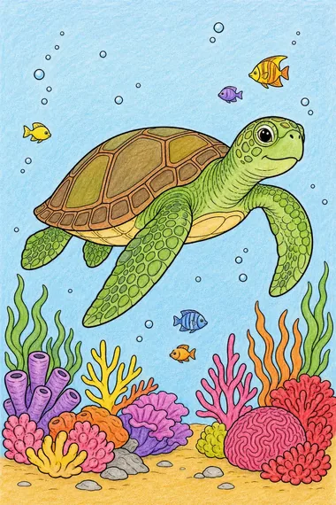 Sea turtle coloring page to print and color