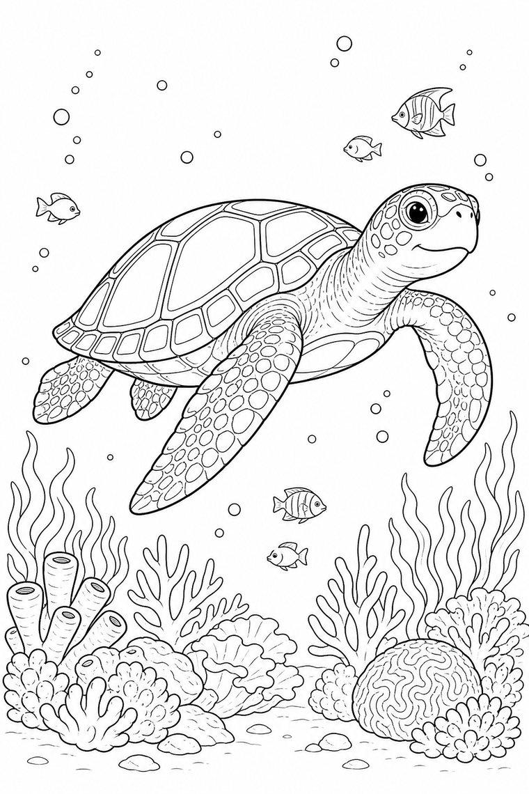Sea Turtle coloring page line art
