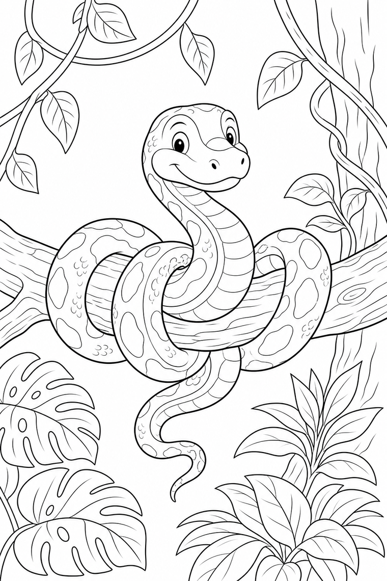 Snake coloring page line art