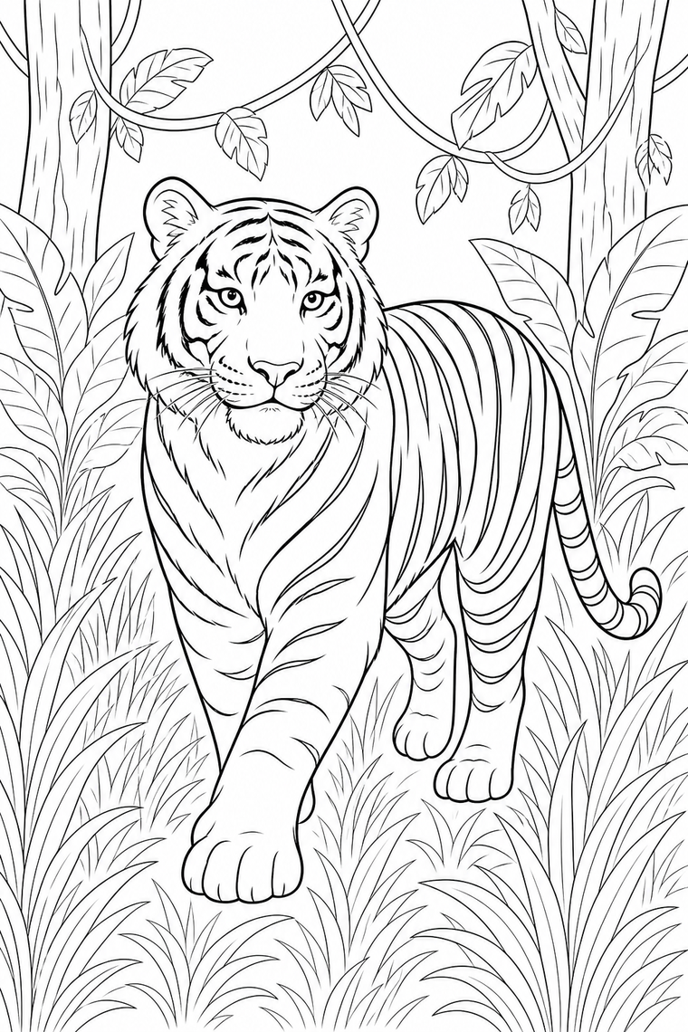 Tiger coloring page line art