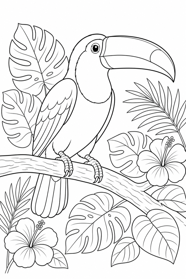 Toucan coloring page line art