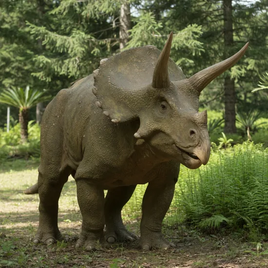 Triceratops, with its three facial horns, bony neck frill and parrot-like beak