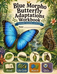 Blue Morpho Butterfly Adaptations printable workbook