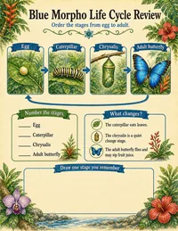 Blue morpho life cycle worksheet