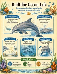 Bottlenose dolphin adaptations infographic