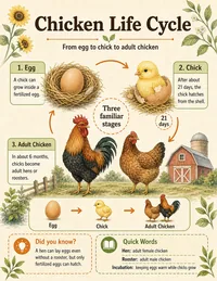 Egg chick chicken life cycle infographic