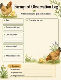 Farmyard observation notebook page
