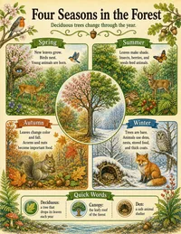 Deciduous forest seasons infographic