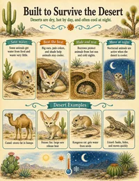 Desert survival adaptations infographic