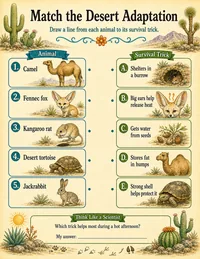 Desert adaptation matching worksheet
