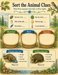 Mammal trait sorting worksheet