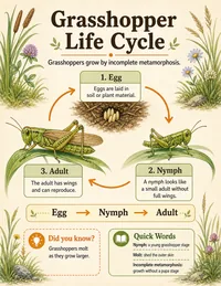 Grasshopper life cycle infographic