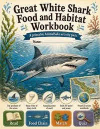 Great White Shark Food and Habitat printable workbook