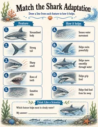 Shark feature matching worksheet