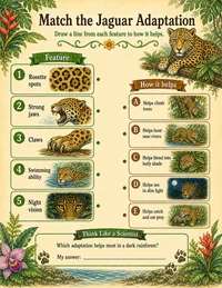Jaguar adaptation matching worksheet