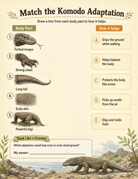 Komodo dragon adaptation worksheet