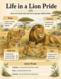 Lion pride facts infographic