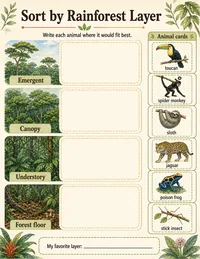 Forest layer sorting worksheet