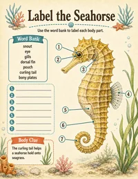 Seahorse anatomy labeling worksheet