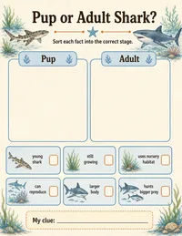 Shark pup and adult comparison worksheet