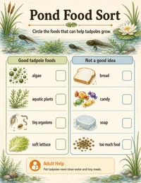 Tadpole pond food sorting worksheet