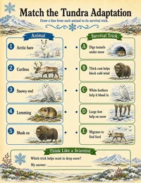 Tundra adaptation matching worksheet